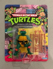 1988 Playmates TMNT Series 1, 10 Back MICHAELANGELO, Plastic Head, EX+/Near MINT