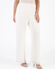 CHESCA. BNWT. Ivory. Jersey Lined Chiffon Trousers. Size 20. Sheer. Wide Leg.