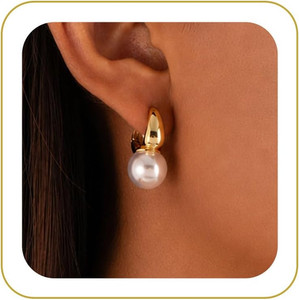 Authentic Pearl Earrings for Women, Dainty 14K Gold Plated/Silver Plated Drop Quality Hand