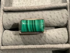 Vintage Mexico Taxco 925 Sterling Silver Ring with Malachate Size 5