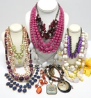 VINTAGE TO NOW FASHION/COSTUME JEWELRY NECKLACE LOT, ASSORTED TYPES & MATERIALS