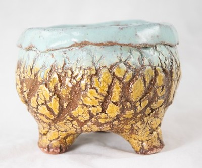 Round Handmade Bonsai Pot, Cactus & Succulent Planter - 4.5''x 4.5''x 3.5'' + Mesh