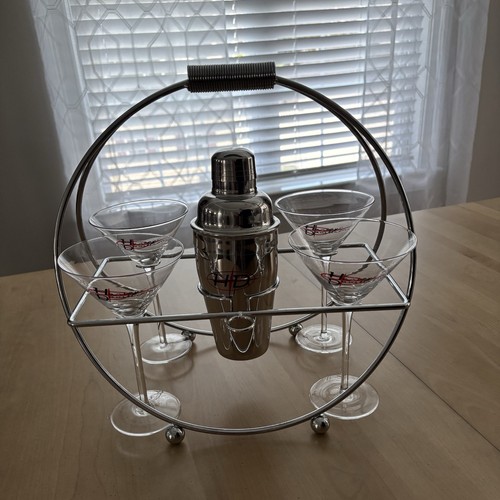 Harley Davidson Martini Barware Set ~ Includes: Rack, Glasses, Shaker, Picks