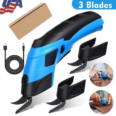 Battery Operated Cordless Electric Scissors For Fabric Leather Cardboard+2 Blade