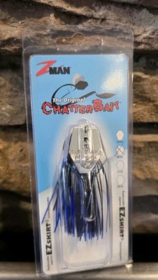 Z-MAN ORIGINAL CHATTERBAIT ELITE 3/8oz.  BLACK BLUE ZMAN Z MAN SILVER BLADE