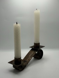 Antique Craftsman Studios Laguna Beach Hammered Copper Double Candle Holder
