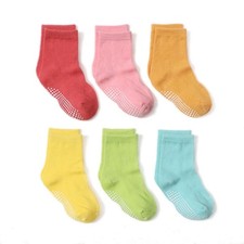 6 Pairs Non Slip Socks with Grips for Baby Infant Toddlers Kids Girls 0 -7 Years