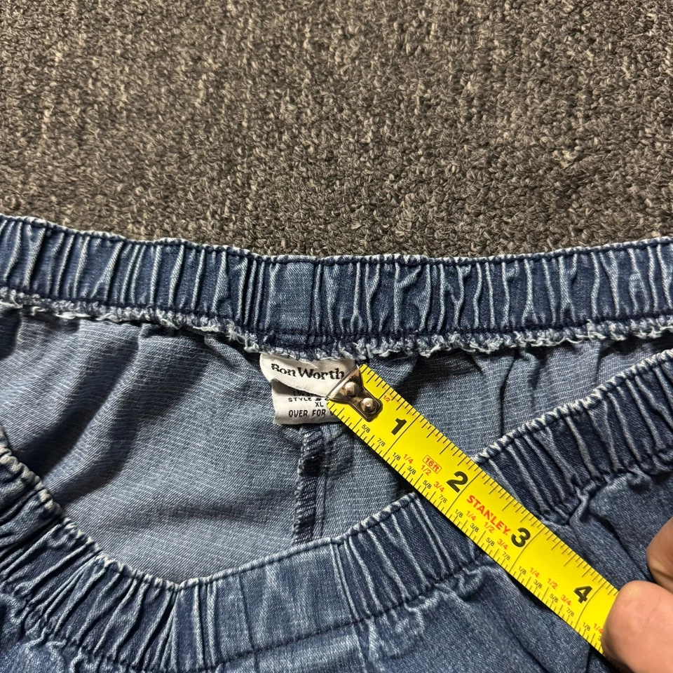 Pantalones cortos vintage Bon Worth cintura elástica tiro alto bolsa de papel para mujer - talla XL azul Foto 2 de 4
