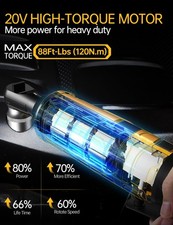 1/2 Inch Cordless Ratchet Wrench, for DEWALT 20V Max Battery, 88Ft-Lbs, 0-400...