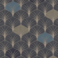 Mustertapete Pop Style Grafische Tapete 10,05 X0,53 M Blau Schwarz Metallic