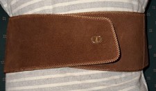 Vintage y2k Christian Dior by John Galliano Wide Brown Suede Leather Belt