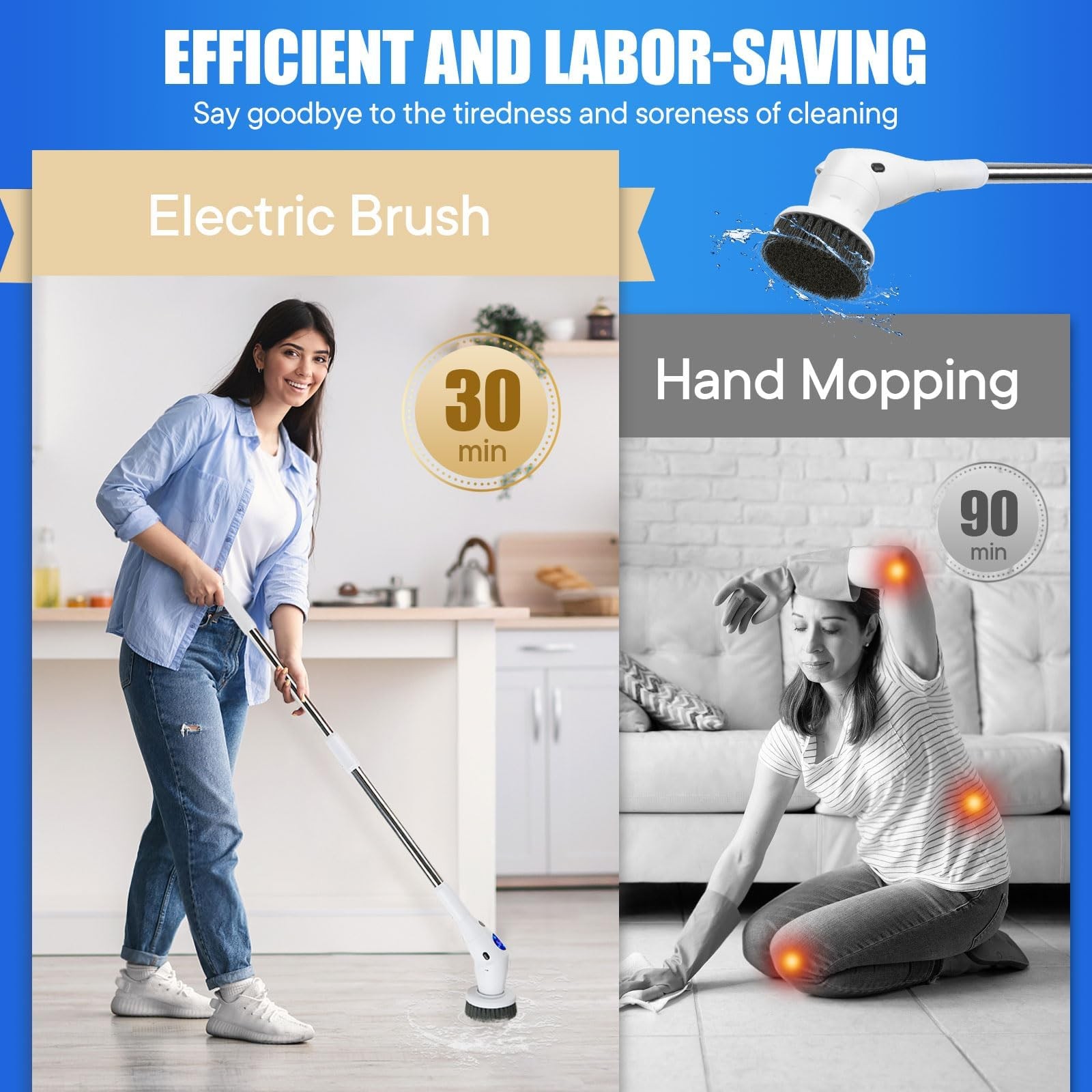 Spin Scrubber Bathroom, 8 in 1 Cordless Toilet Brush,3 Speed Shower Scrubber ...