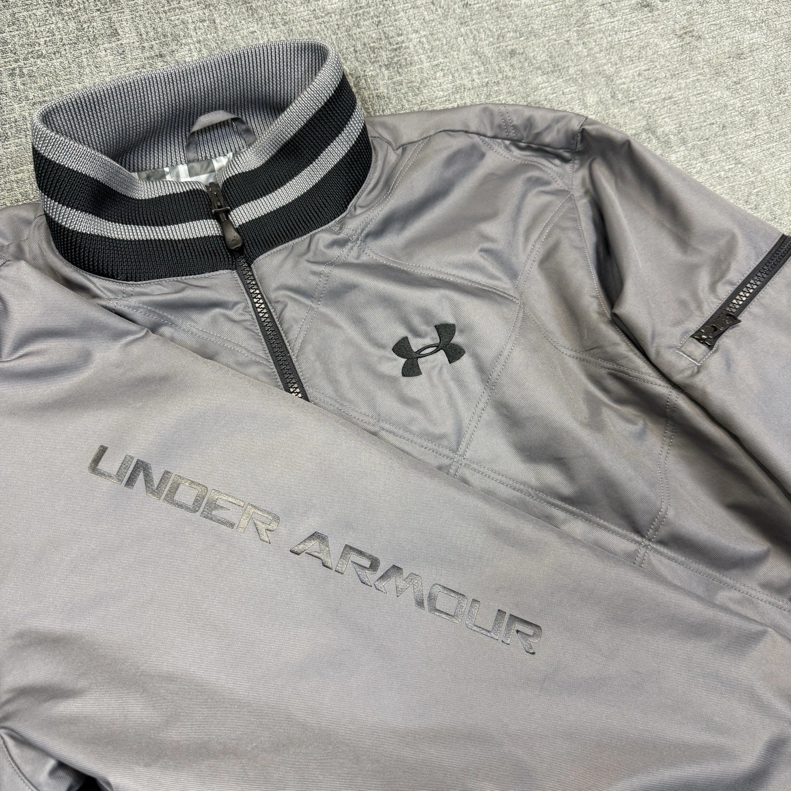 Under Armour UA Storm Jacket Mens XL Gray Bomber Full Zip Quilted Insulated