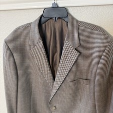 Hickey Freeman Brown Blue Plaid Sport Coat 48r Blazer Suit Jacket 100 Wool USA