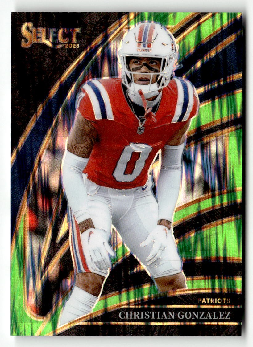 2025 Panini Select #280 Christian Gonzalez Neon Green Prizm Shock #/699