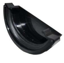 Half Round Guttering External Stop End - Black - FREE Next-Day Delivery