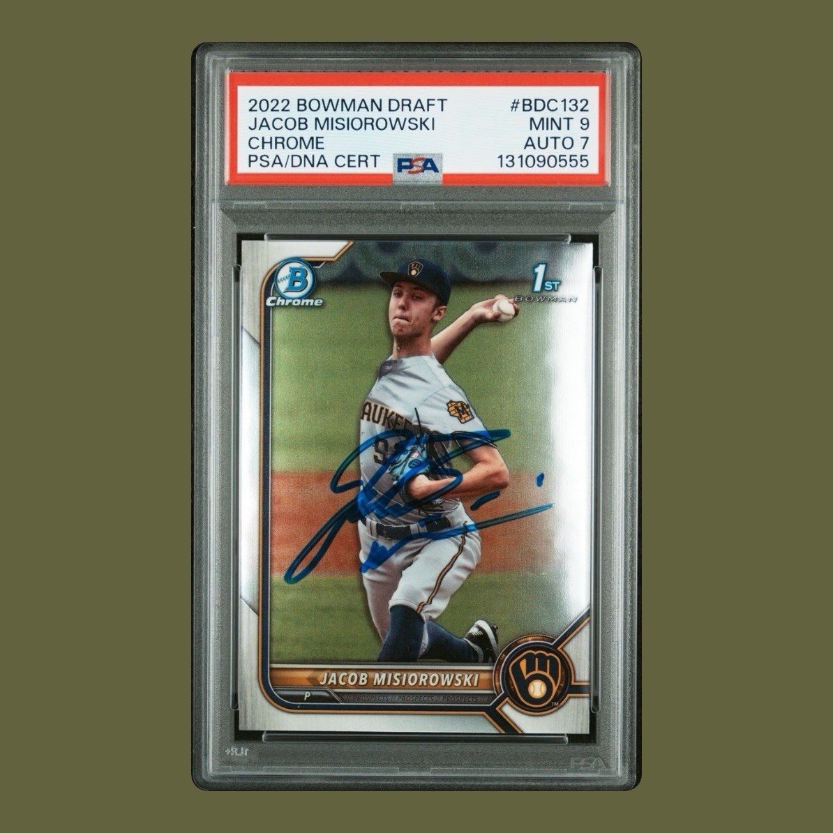 Jacob Misiorowski Rookie Auto 2022 Bowman Chrome 1st RC Auto PSA 9 & 7