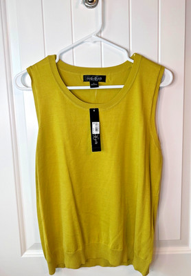 August Silk Women's Sleeveless Chartreuse Top Size XL