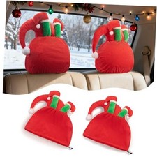2-Piece Santa Claus Car Seat Headrest Cover Hat with Elf Leg, Used as