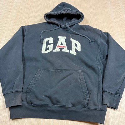 Gap Archive Hoodie 90s retro Arch Logo Heavy Small Faded Black