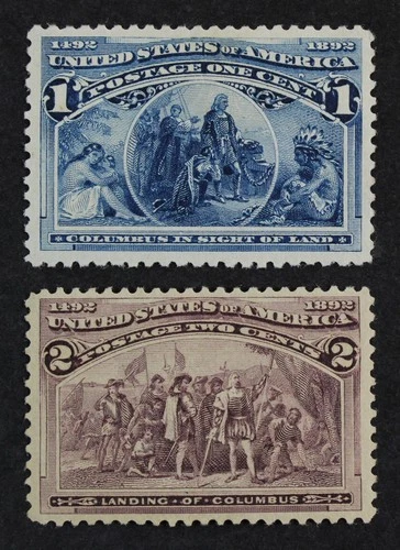 CKStamps: US Stamps Collection Scott#230 1c Columbian Mint H OG #231 Mint NH OG