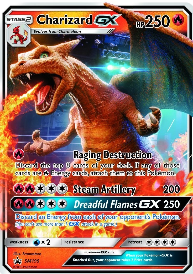 1x Charizard GX - SM195 - SM Black Star Promo Heavily Played Pokemon SM Black St