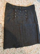 VINTAGE Y2K Old Navy Wool Blend Skirt Size 1 Charcoal Gray Button Front Panel