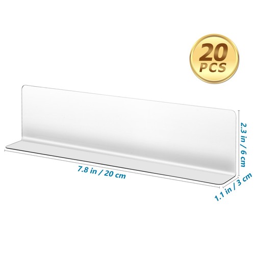 20 Pcs L-shaped Separator Divider Transparent Shopping Shelf Dividers - Picture 6 of 11