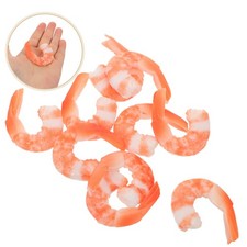10 Pcs Lifelike Cooked Shrimp Plastic Model Faux Food Decoration For Kitchen