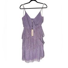 BCBG Generation Lavender Metallic Tiered Mini Dress Size 4 Party Cocktail NWT