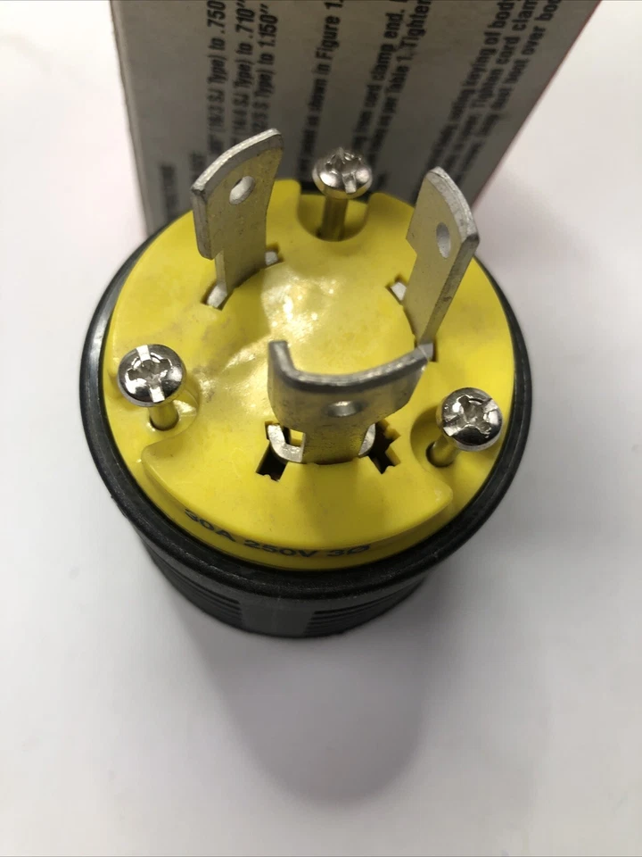 Pass & Seymour L1130-P Turnlok Plug 250V 30A 3 Pole 3W Nema L11-30P Yellow USA - Image 2 of 4