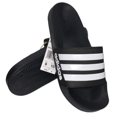 MSRP $44.99 NWT ADIDAS ADILETTE SHOWER UNISEX BLACK SLIP ON SLIDES SANDALS