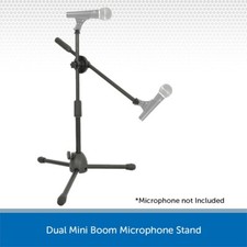 Short Mini Microphone Boom Stand Holds 2 Mics for Kick Drum Snare Guitar Amp