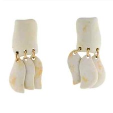LELE SADOUGHI Garden Iris Earrings Clip On Howlite Petal Drop Flower Earrings.