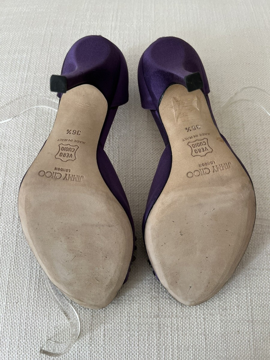 Jimmy Choo Purple Satin Jewelled Kendal Heels Size 36.5 USED Jimmy Choo Purple Satin Jewelled Kendal Heels Size 36.5 USED