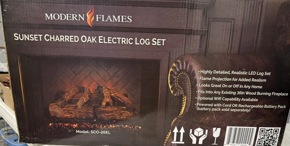 Modern Flames 26" Sunset Charred Oak Electric Log Set SCO-26EL, NIB LOG SET ONLY - Image 2 of 4
