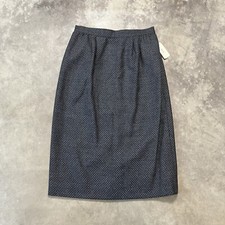 Valentino Boutique Wool Blend Pencil Skirt Womens 6 Gray Houndstooth Lined