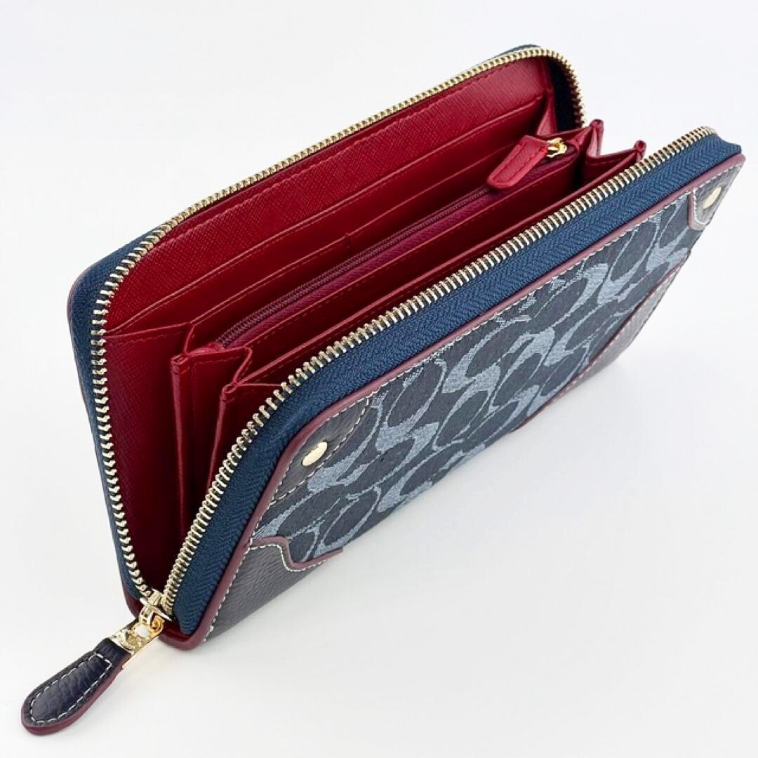 COACH Long Zip Around Wallet Signature Denim F53769 outlet
