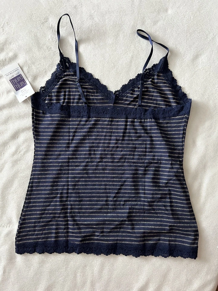 Camisola de jersey a rayas con ribete de encaje Hanky Panky - azul Foto 4 de 4
