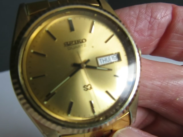 VINTAGE Seiko® SQ Mens Watch *VIDEO* Date Gold Toned Bracelet