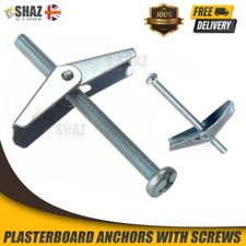 PLASTERBOARD HOLLOW CAVITY WALL FIXINGS SPRING TOGGLE ANCHORS WITH SCREWS
