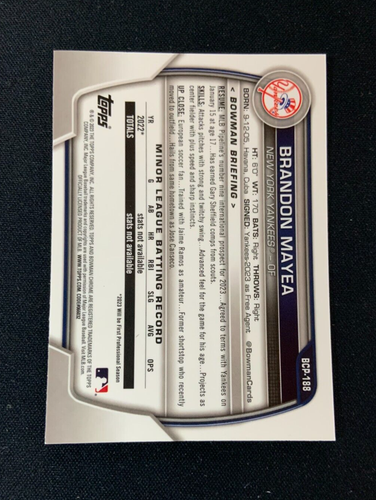 2023 Bowman Mega Box Chrome Baseball Card BCP-188 Brandon Mayea Mojo Refractor - Picture 2 of 2