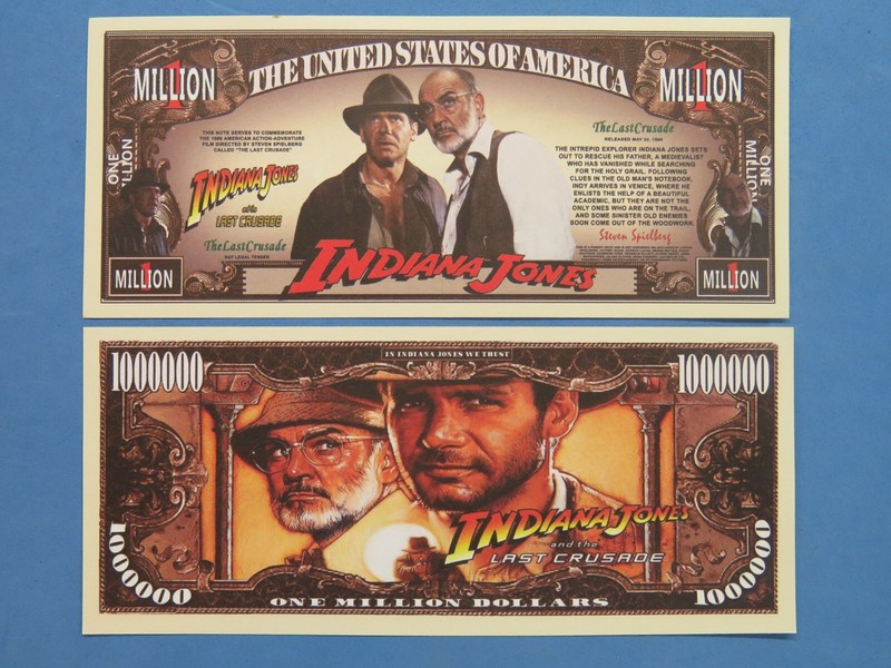 INDIANA JONES and the Last Crusade Movie ~ $1,000,000 One Million Dollar Bill