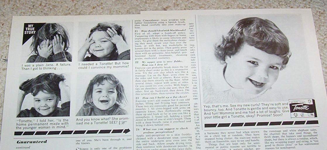 1962 print ad Toni home perm Cute little girl curls hair