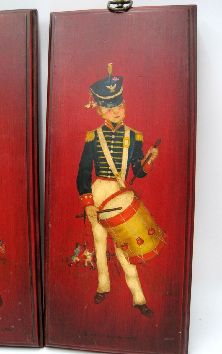Set 3-Yorkcraft? Wooden Wall Paintings Revolutionary/1812/Civil