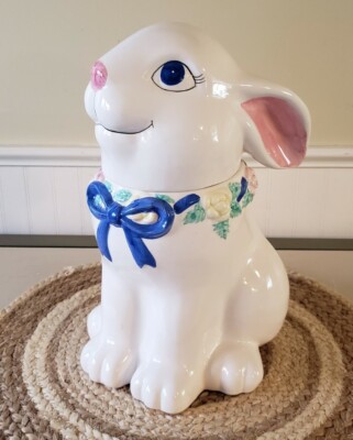 Carson Dragon Co. White Easter Bunny Rabbit Ceramic Cookie Jar/ Storage ...