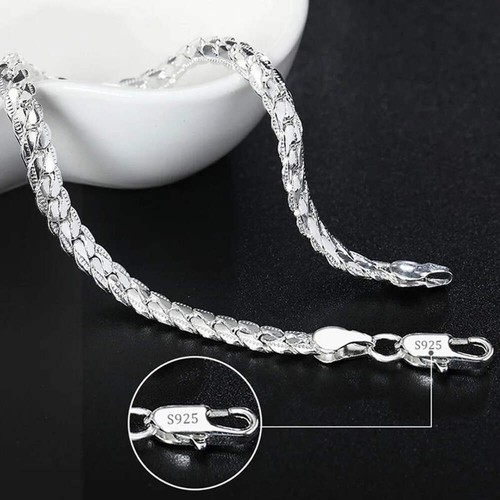 Sterling Silver Square Chain Bracelet for Women & Men Wedding Gift - Picture 3 of 30