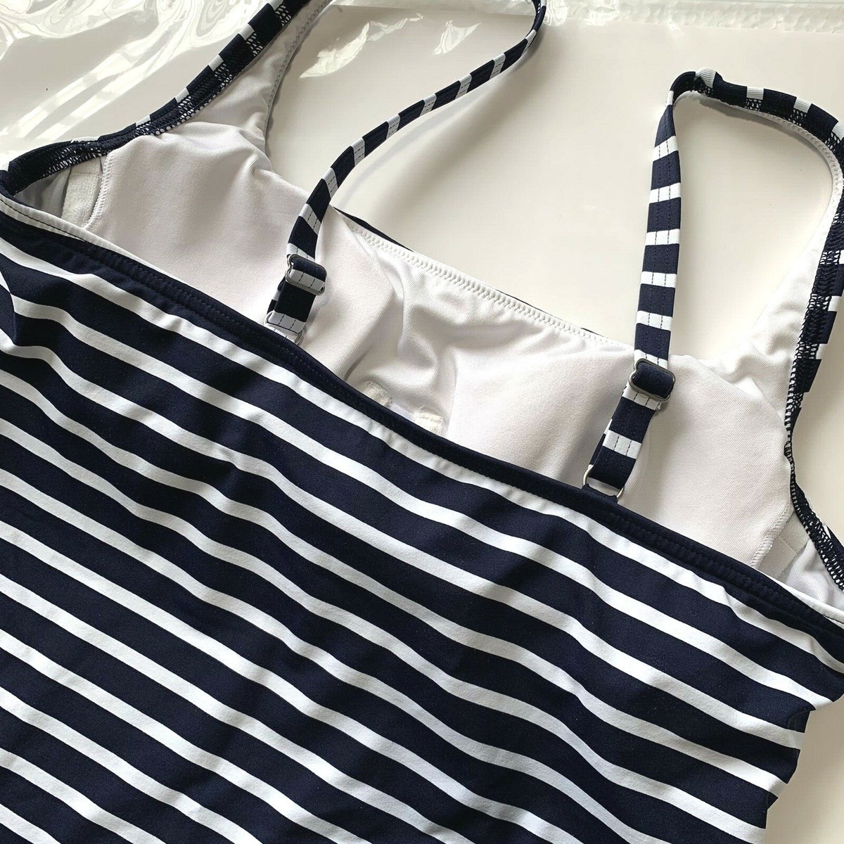 Sz 6 Lands End Womens Tankini Swim Top Underwire Shirred