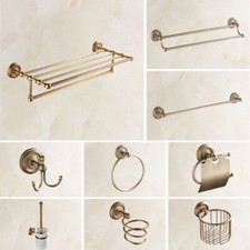 Antique Brass Carved Bathroom Accessories Set Bath Hardware Towel Bar fzh131