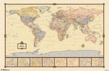 2013 WORLD MAP ANTIQUE STYLE POSTER CHART FOR CLASSROOM 34x22 NEW FREE SHIPPING